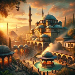 A breathtaking scene capturing the essence of Turkey’s spiritual and cultural healing, featuring historical landmarks and serene landscapes.